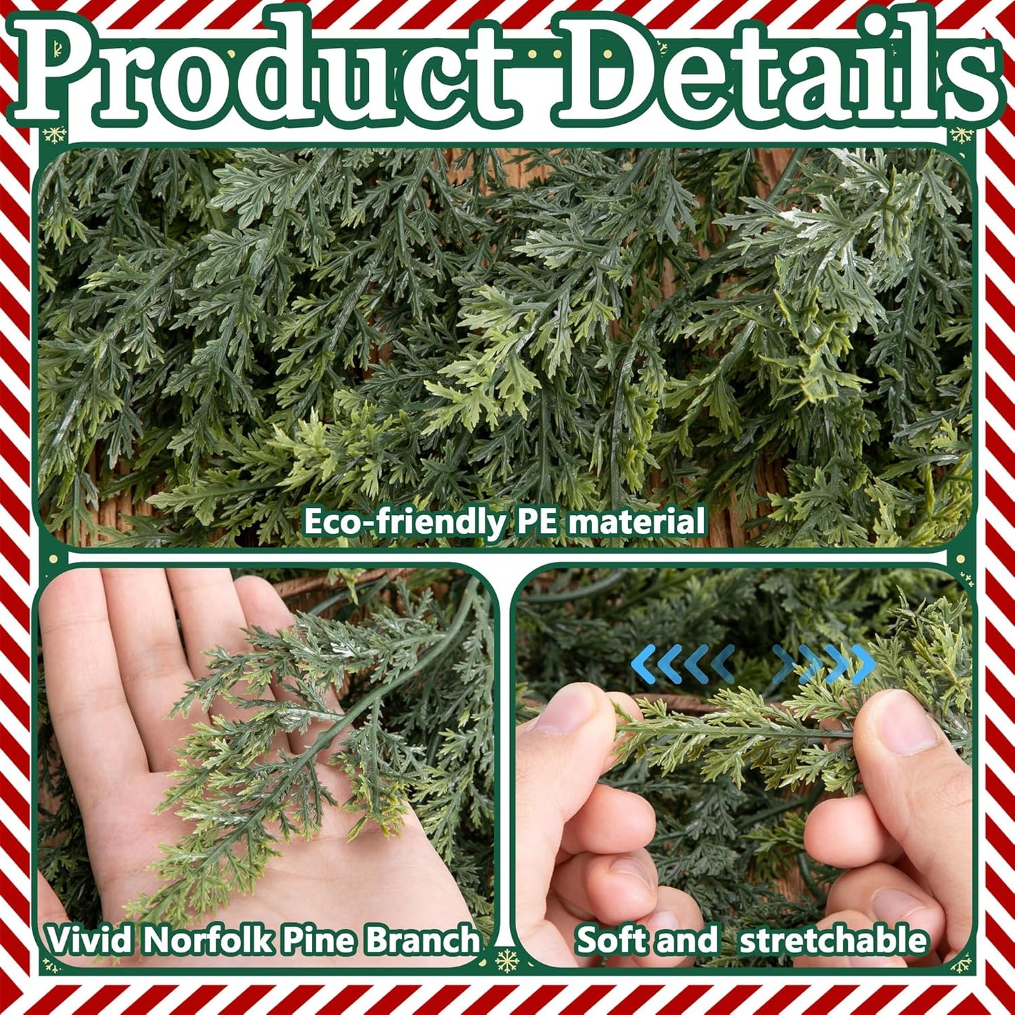 Artificial Realistic Faux Greenery Garland for  Christmas Cedar Garland,