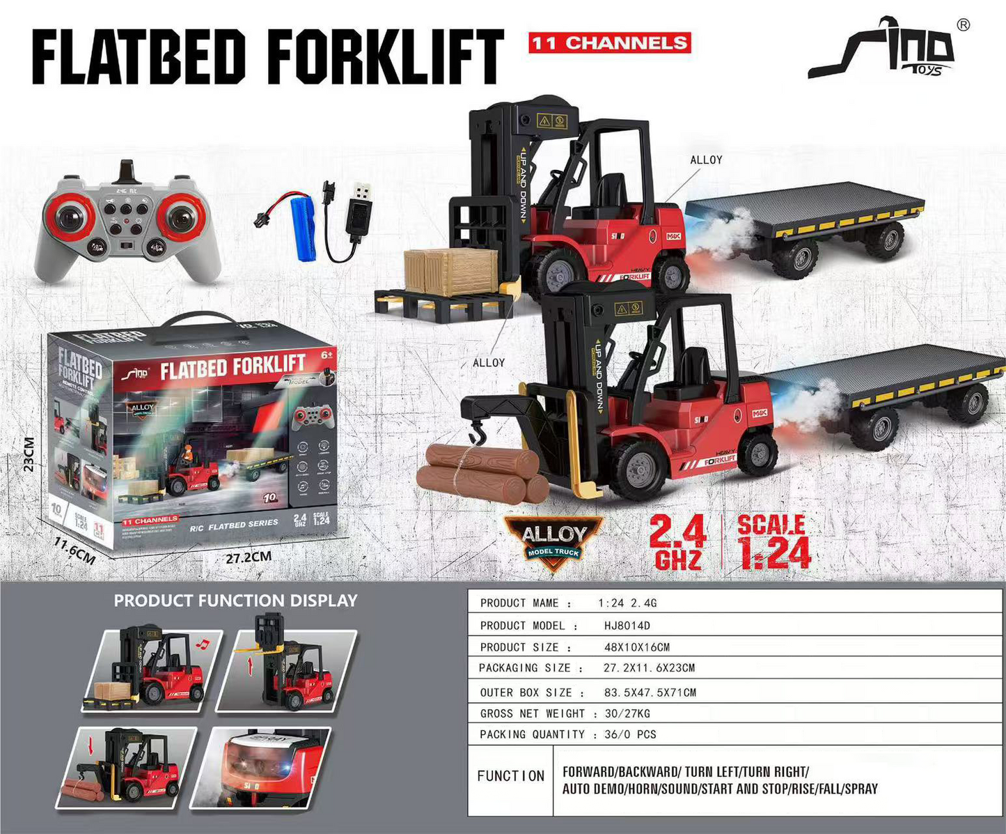 Alloy RC Construction Truck – Simulated Forklift & Crane Toy with Spray Effect