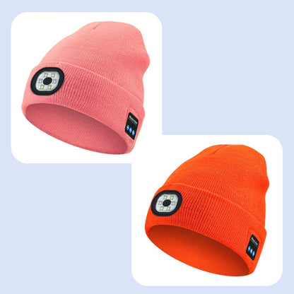 Bluetooth Beanie with Light, Unisex USB Rechargeable 4 LED Fashlight Hat with