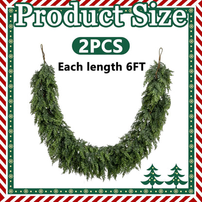 Artificial Realistic Faux Greenery Garland for  Christmas Cedar Garland,