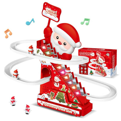 Christmas Track Climbing Stairs Electric Assembled Track Toy Set Climbing Stairs Track Slide Toy Electric Climbing Track Toy for Kids