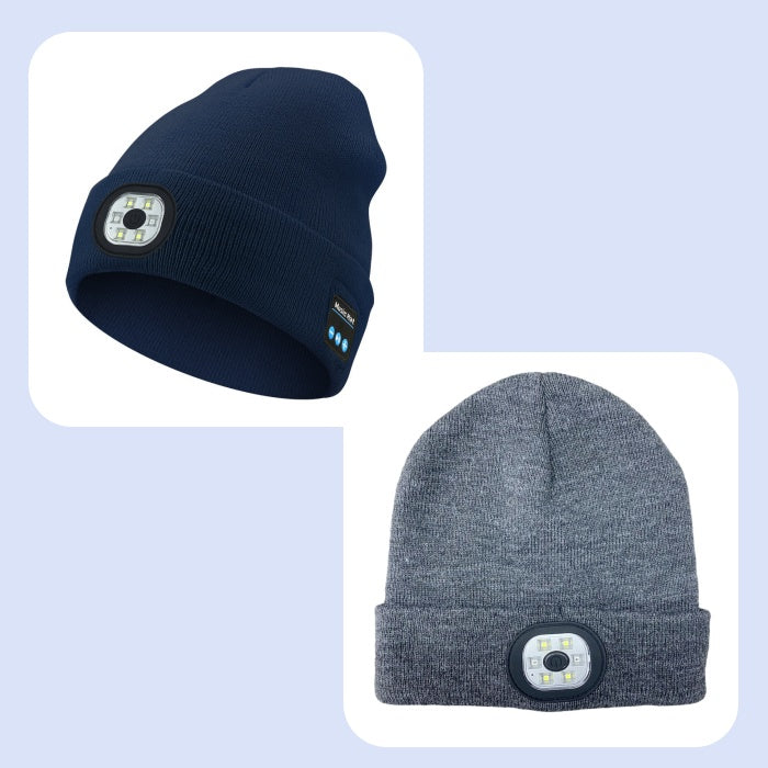 Bluetooth Beanie with Light, Unisex USB Rechargeable 4 LED Fashlight Hat with