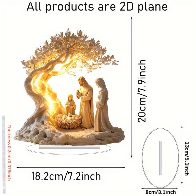 2D Acrylic Christian Ornament with Base – Elegant Waterproof Desk Decor & Gift for Home or Office